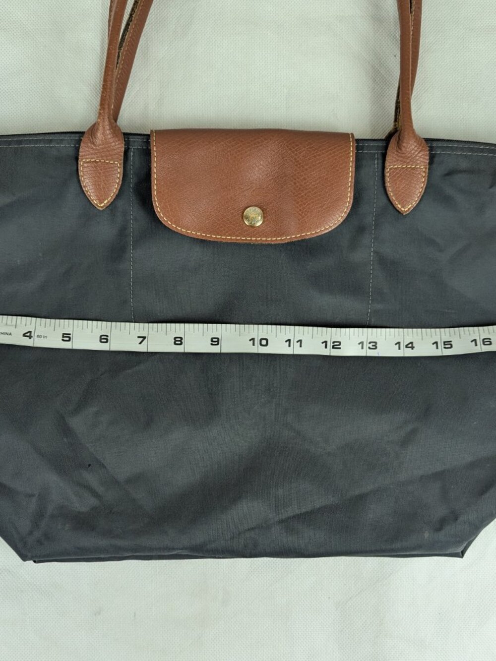 Longchamp Le Pliage Grey Nylon Tote Handbag Everyday Shoulder Travel Bag Used - Picture 14 of 16